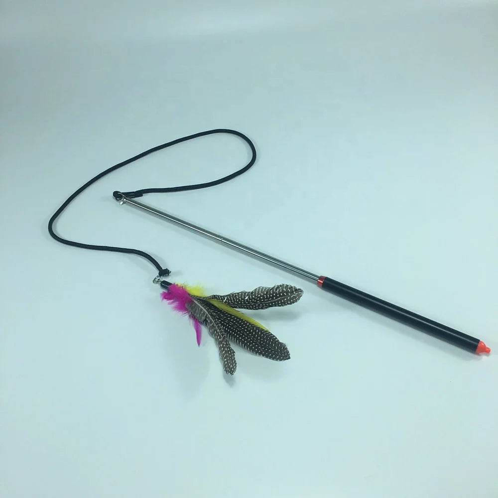 Funnycatstick Cat Kitten Toy Teaser Telescoping Flirt Pole Playing Rod