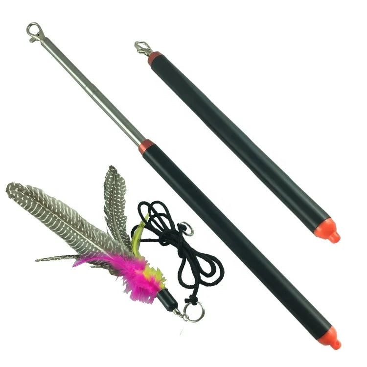 Funnycatstick Cat Kitten Toy Teaser Telescoping Flirt Pole Playing Rod