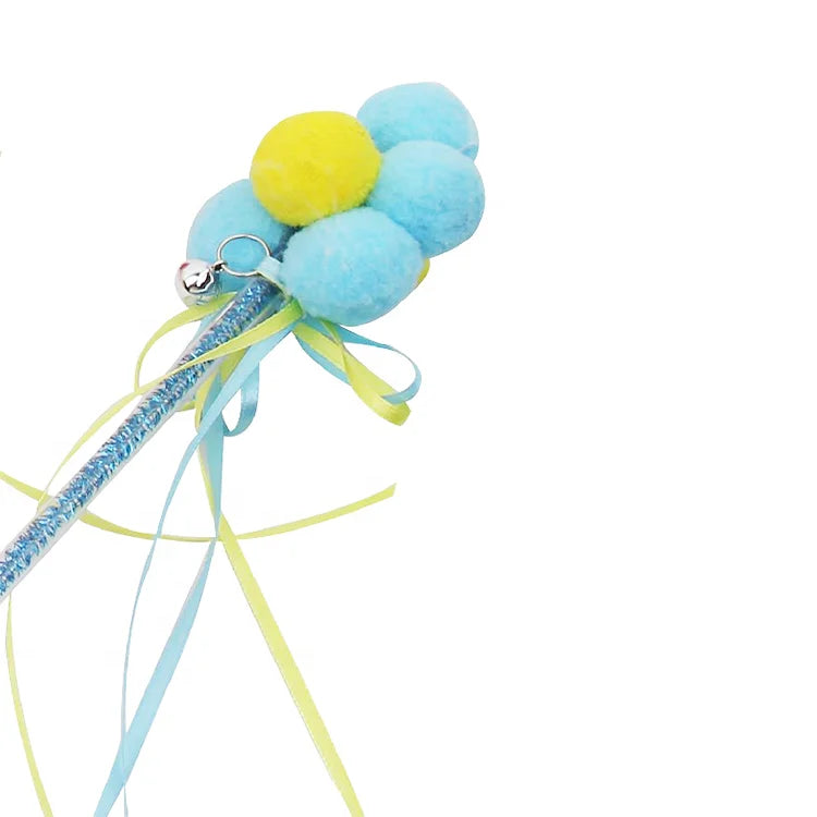 Funnycatstick Cat Toys Interactive Cat Wands Teaser Kitten Toys Cat Stick with Balls.Bells and Tassel Having Fun Exercise Playing