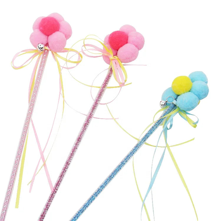 Funnycatstick Cat Toys Interactive Cat Wands Teaser Kitten Toys Cat Stick with Balls.Bells and Tassel Having Fun Exercise Playing