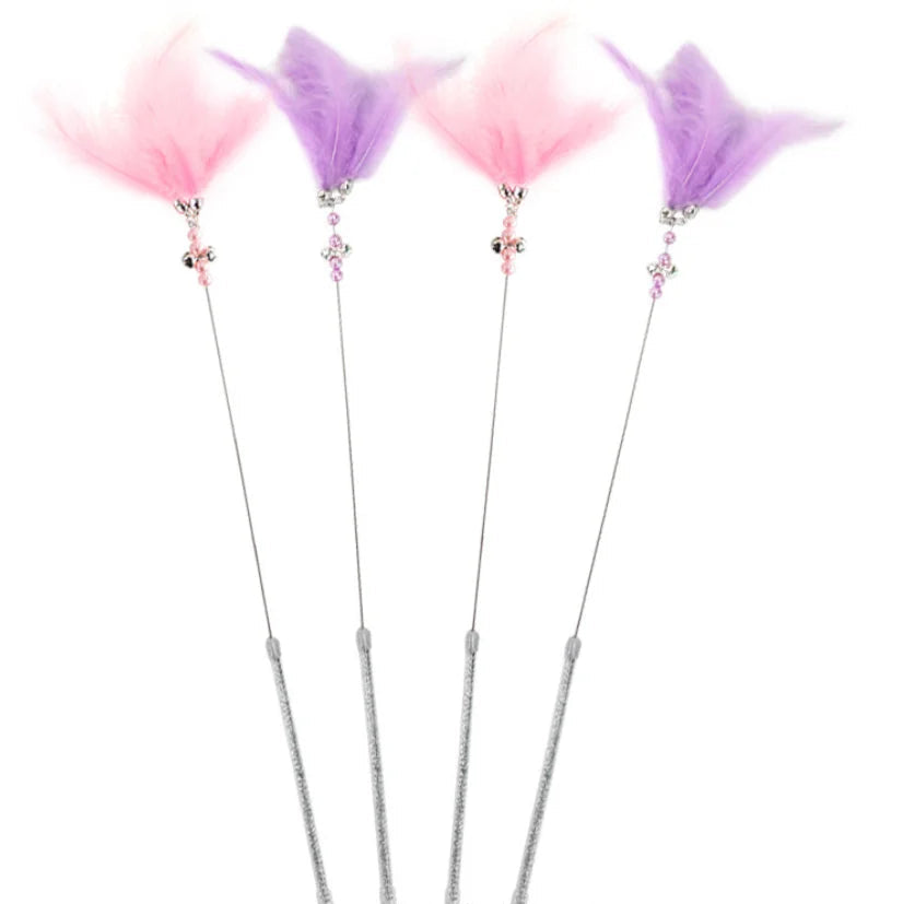 Funnycatstick Cat Interactive Toy Fun Playing Feather Teaser Stick Toy Cat Teaser Wand